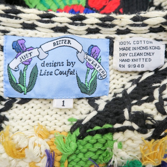 Vintage 90s Just Better Sweater designs by Lisa Coufal Rooster Cardigan Sweater - Picture 15 of 15